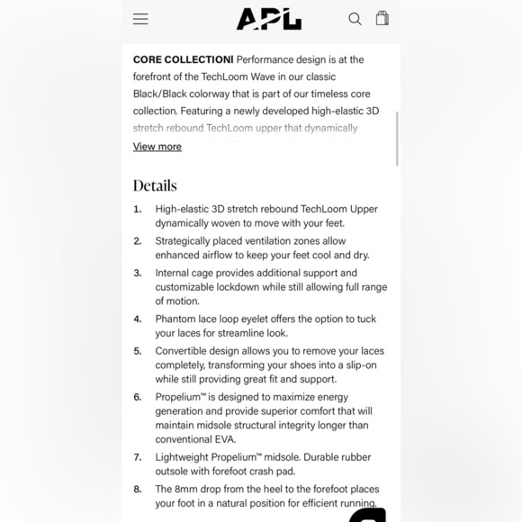 APL Athletic Propulsion Labs Women's TechLoom Wave Black / Black Size 11 - Picture 5 of 12